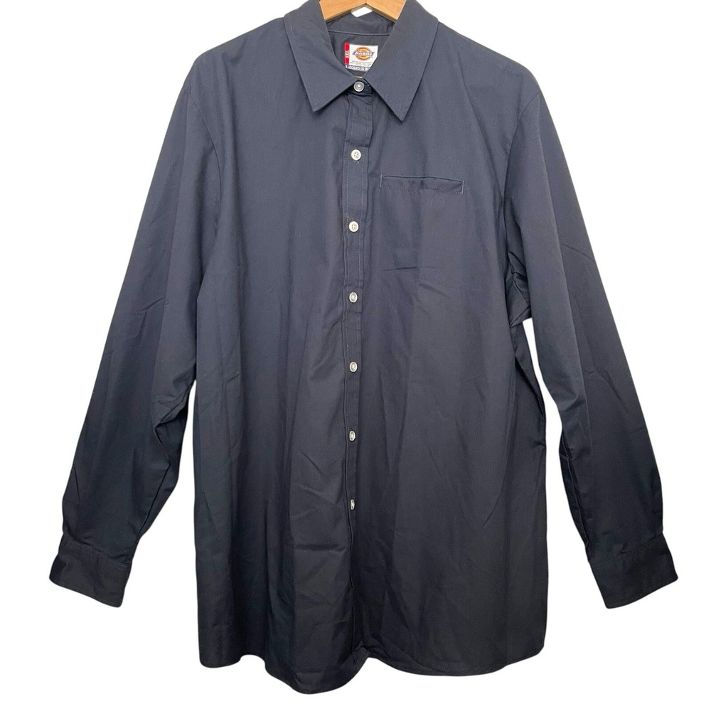 Dickies Button Down Shirt Men 3XL Navy Blue Workwear Long Sleeve Uniform Classic